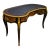 French Louis XV Writing Desk With Black Leather Top, Marquetry Inlay & Gilded Bronze Mounts For Sale