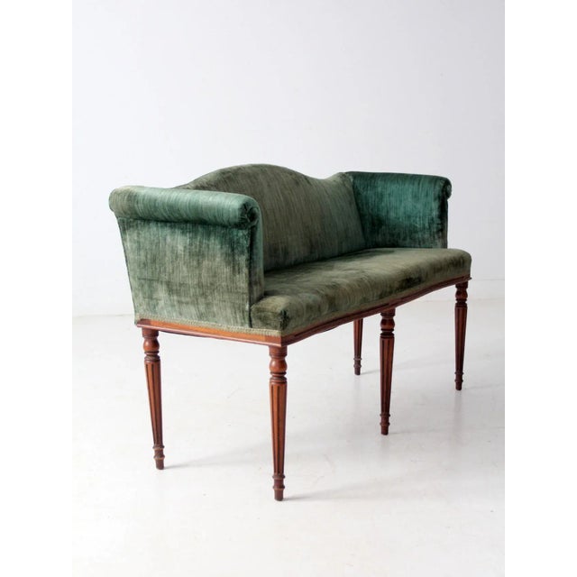 Antique Neoclassical Settee With Velvet Upholstery For Sale - Image 15 of 17