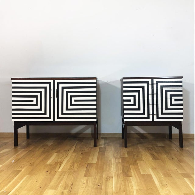 Polish Chest of Drawers with Op Art Motif, 1970s For Sale - Image 11 of 12