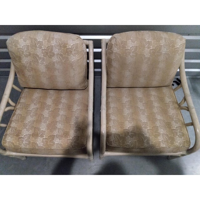Linen 1980s Pair of Ficks Reed Lounge Chairs For Sale - Image 8 of 11