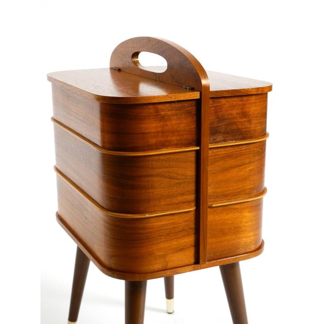 Mid-Century Modern Sewing Box with Teak Veneer and Many Compartments, 1950s For Sale - Image 13 of 18