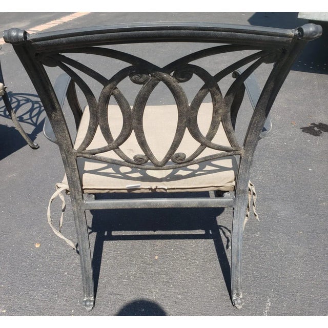 Vintage Cast Aluminum Patio Table & 4 Armchairs with Cushions Chairish