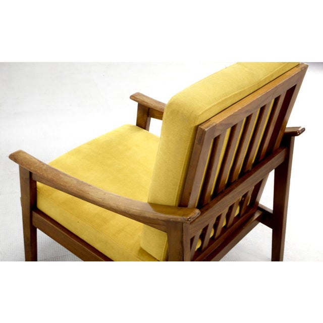 Mid-Century Italian Armchair in Teak and Mustard Velvet, 1960s For Sale - Image 4 of 9