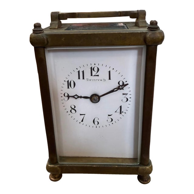 Antique Tiffany & Co Swiss Made Brass Carriage Clock 11 Jewels France For Sale