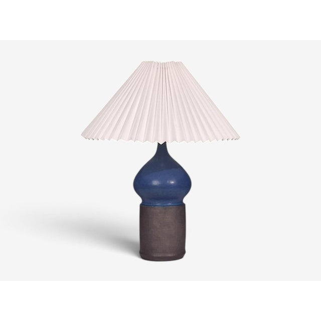 1960s Danish Modern Marianne Starck, Table Lamp, Blue and Brown Stoneware For Sale - Image 4 of 11