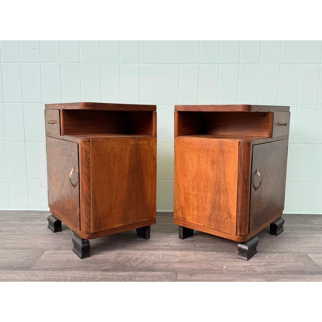 Antique Art Deco Italian Bedside Tables, 1930s, Set of 2 For Sale - Image 3 of 13