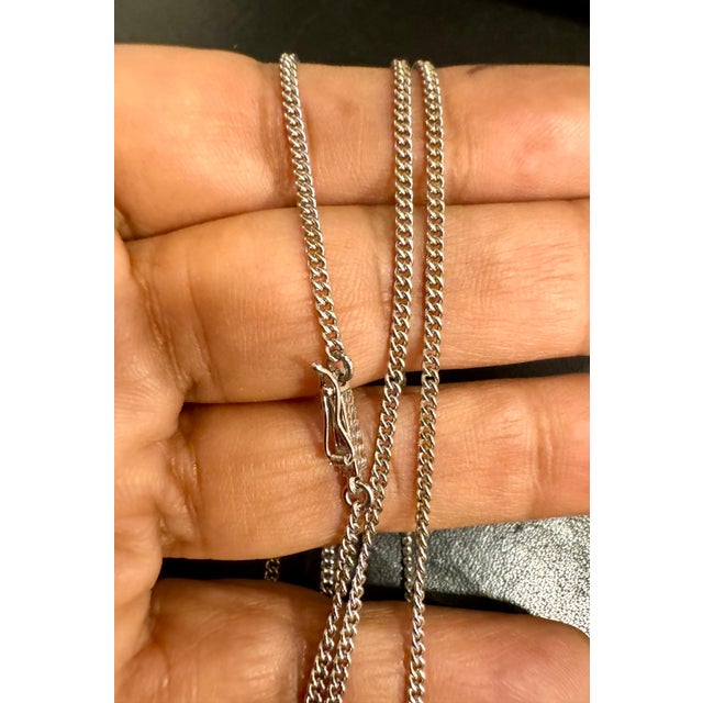 Vintage 14K Solid White Gold Curb Link Chain , 6.6 Gm , 22 Inch Long For Sale - Image 17 of 18