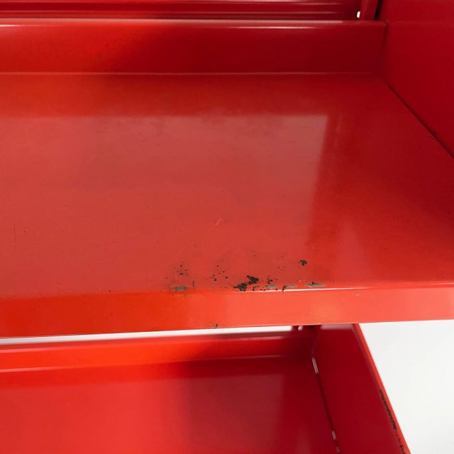 Orange Industrial Modern Italian Orange Metal Bookcase Congresso by Lips Vago, 1970s For Sale - Image 8 of 18