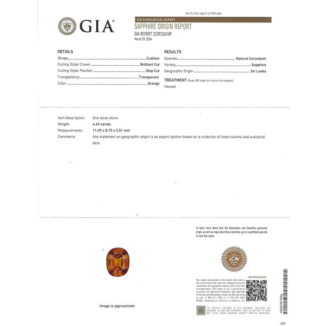 Late 20th Century Late 20th Century 4.49ct Gia Vivid Orange Sapphire & 0.51ct Diamond Platinum Ring Size 6.5 8.1gr For Sale - Image 5 of 12