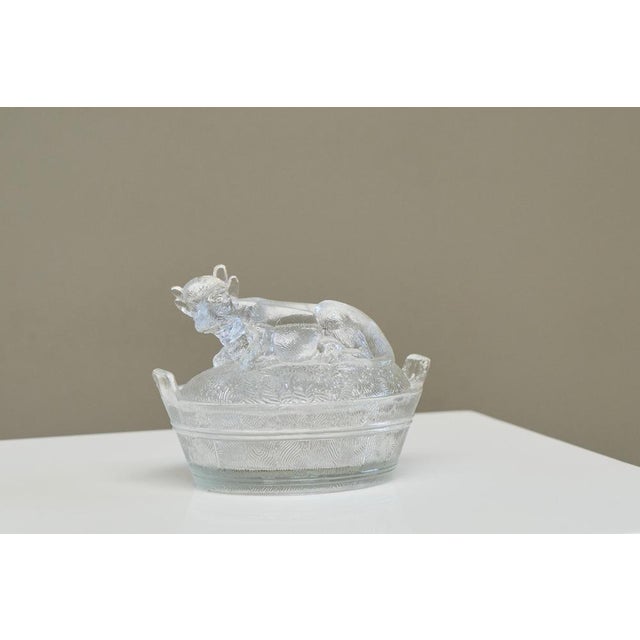Glass Mid-20th Century Lidded Box with Cow in Glass, 1940s For Sale - Image 7 of 11
