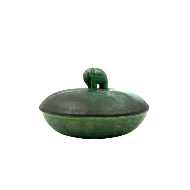 Art Deco Art Deco Green Ceramic Bowl / Vide Poche, Angelo Biancini, Società Ceramica Italiana, Laveno Italy 1930s For Sale - Image 3 of 12