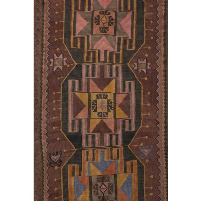 1960s Vintage Turkish Kars Kilim Rug 4'4'' X 8'7'' For Sale In Philadelphia - Image 6 of 13