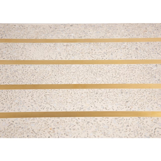 Terrazzo Brass Mahogany Floating Top Side End Table After Harvey Probber For Sale - Image 10 of 12