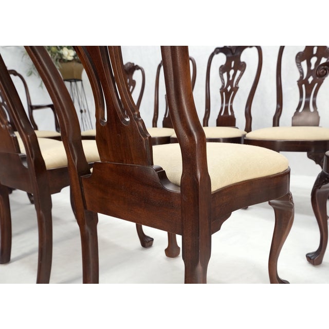 Set of 10 New Linen Upholstery Walnut Dining Chairs by Henredon Mint For Sale - Image 16 of 16