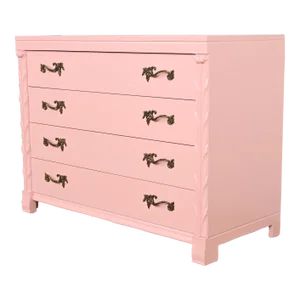 John Stuart French Regency Pink Lacquered Dresser Chest, Newly Refinished