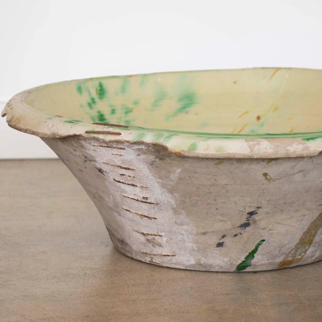 Ceramic 19th Century Large Spanish Green and White Lebrillo Bowl For Sale - Image 7 of 9