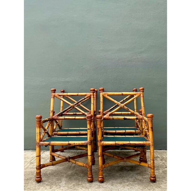 Vintage Bamboo X-Backdining Chairs - Set of 4 For Sale - Image 12 of 15