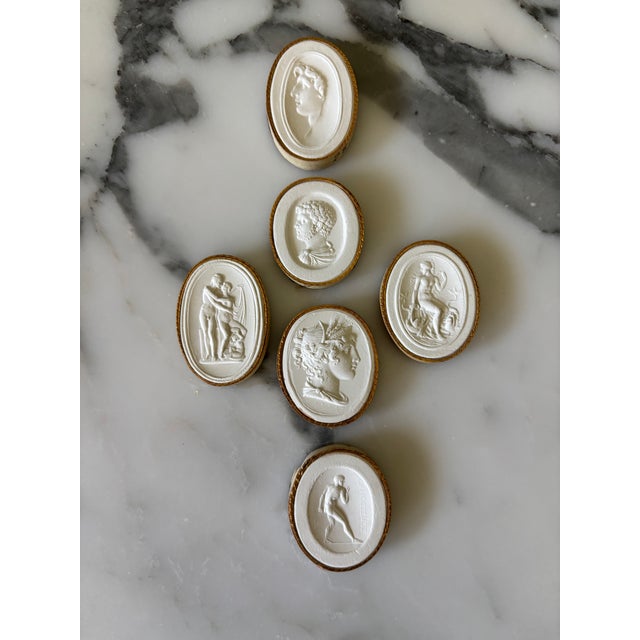 Antique Italian Grand Tour Plaster Intaglios - Set of 6 (Group #13) For Sale - Image 11 of 12