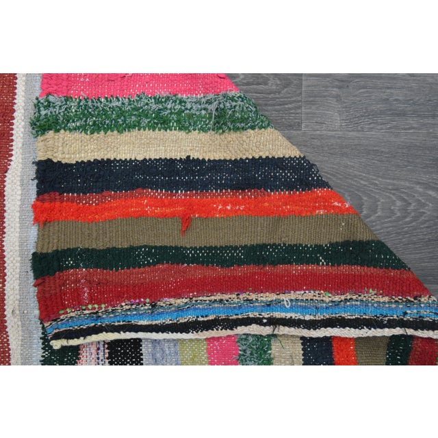 Textile Vintage Turkish Oushak Handmade Wool Cotton Beige Kilim Runner For Sale - Image 7 of 11