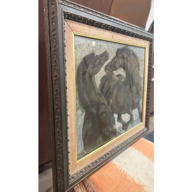 Early 20th Century Early 20th Century Framed Print Two Horses by Swiss Artist Hans Erni For Sale - Image 5 of 5