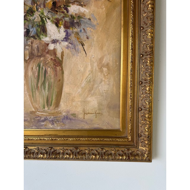 1980s Vintage Impressionist Bouquet- Still Life Floral Oil Painting by Jennifer For Sale - Image 9 of 12