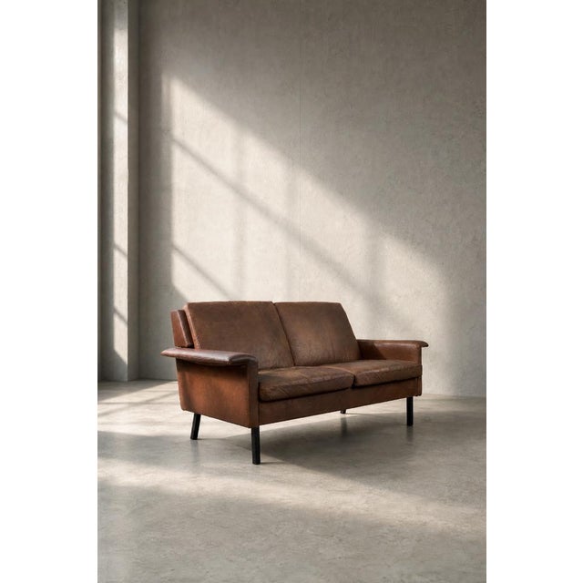 Vintage Scandinavian Two-Seater Sofa in Brown Leather by Arne Vodder for Fritz Hansen, 1960s For Sale - Image 6 of 18