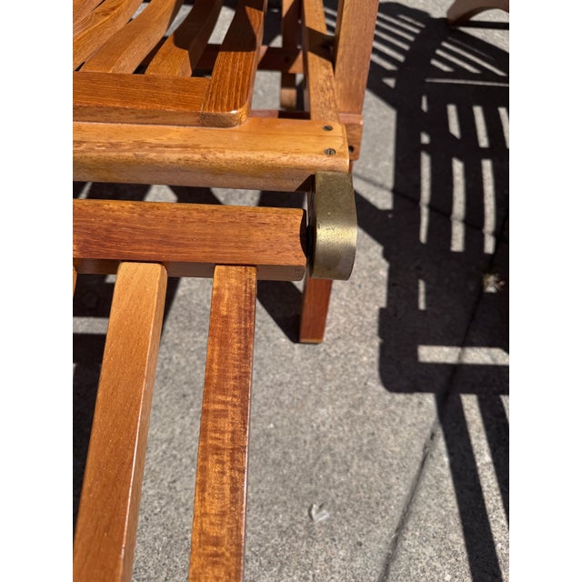 Late 20th Century Pair of Folding Teak Deck Chairs With Queen Elizabeth, 1st Class Only Label For Sale - Image 9 of 16