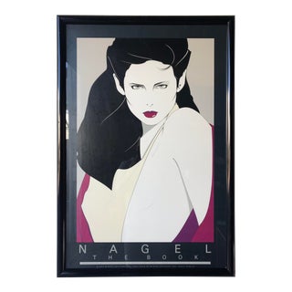 Vintage 1980s Patrick Nagel the Book Framed Lithograph Poster For Sale