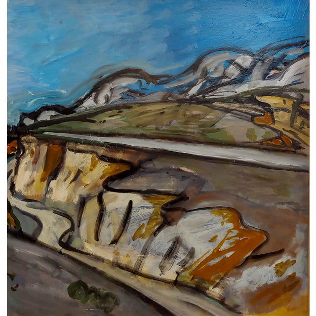 Mid-Century Modern Auguste Chabaud -Winding Road in a French 1940s Fauvist Landscape -Oil Painting For Sale - Image 3 of 11