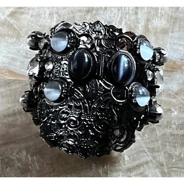 Late 20th Century Vintage Erickson Beamon Smokey Gemstone Bracelet Cuff For Sale - Image 5 of 12
