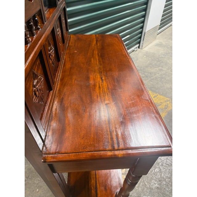 Wood Mid 20th Century Mahogany Hall Tree With Mirror For Sale - Image 7 of 12