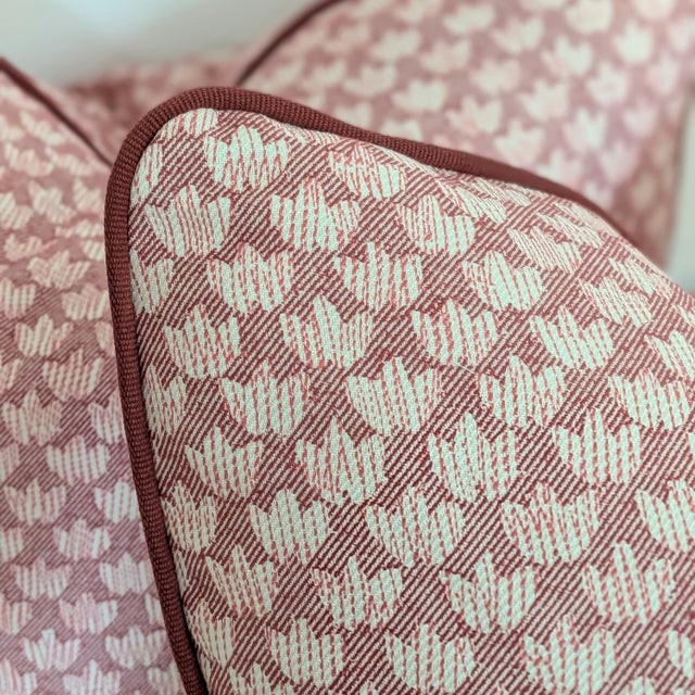 Fermoie Eythorne Print Pillows in Red With Cord - Double Sided Pair For Sale In Greensboro - Image 6 of 6
