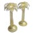 20th C Oggetti Murano Gold Leaf Glass Palm Tree Candle Holders - a Pair For Sale