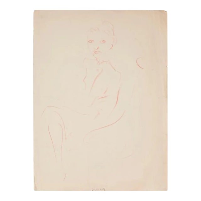 Manfredo Borsi - Portrait - Original Pastel- Mid-20th Century For Sale