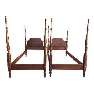 Henkel Harris Solid Cherry Chippendale Style Poster Beds - a Pair For Sale