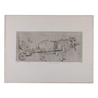 Mordecai Moreh, Sylvie with the Goat, Etching For Sale