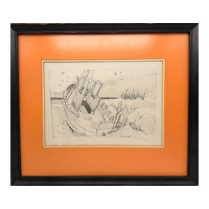 1980s Original Harry Ahysen Maritime Graphite Sketches, Pair