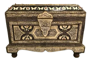 Moroccan Chest or Jewelry Box in Mosaic and Brass Inlaid