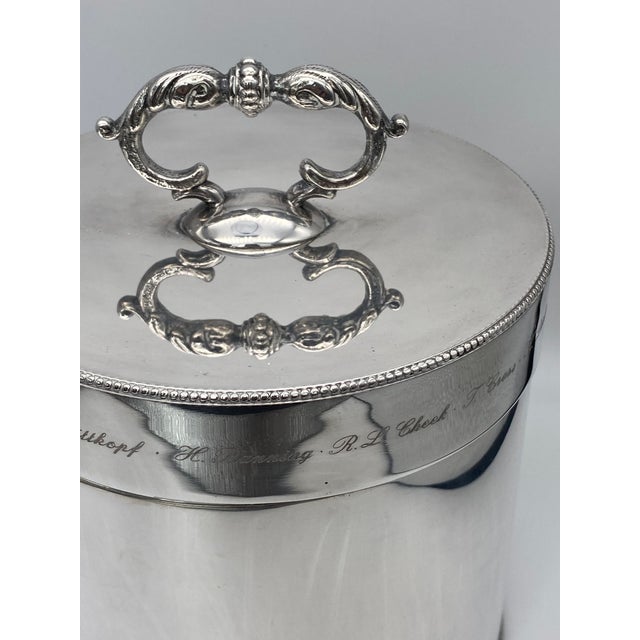 Mid-Century Modern Valenti of Spain Engraved Silver-Plated Ice Bucket For Sale - Image 3 of 13