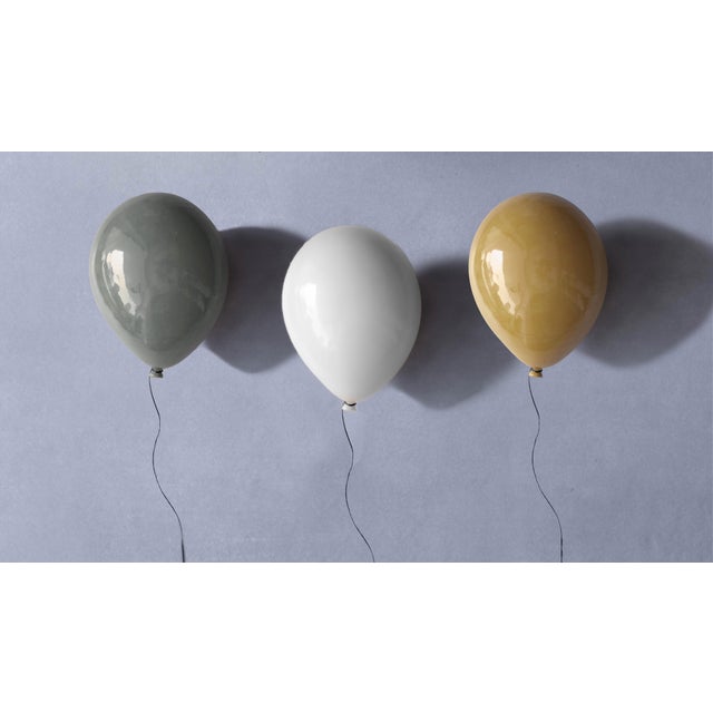 Grey Glossy Ceramic Balloon Wall or Ceiling Sculpture For Sale - Image 9 of 11