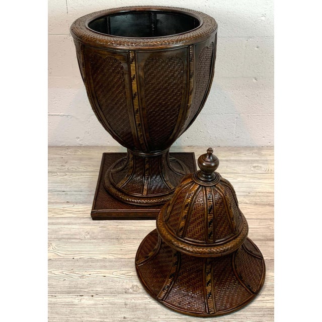 Large British Colonial Style Rattan and Wicker Urn Chairish