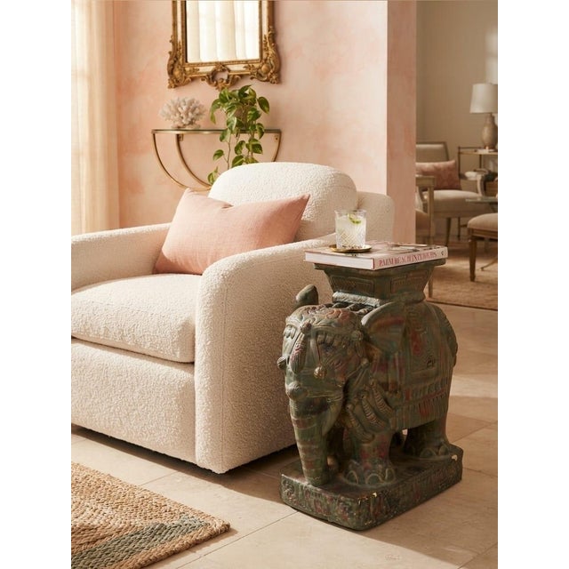 Majestic Vintage Distressed Ceramic Elephant Garden Seat For Sale - Image 10 of 12