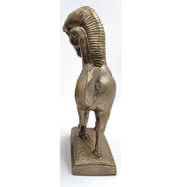 Refreshed Designer Jaru California Ceramic Greek Revival Roman Stallion Horse Sculpture Circa 1970s #2 Measurements: 15"T...