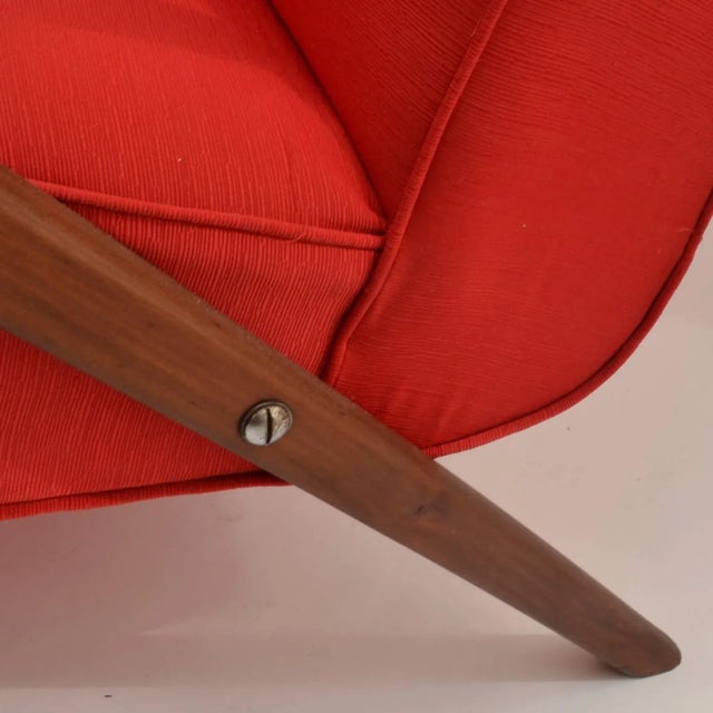 Wood Red Italian Mahogany Lounge Chair, 1950s For Sale - Image 7 of 9