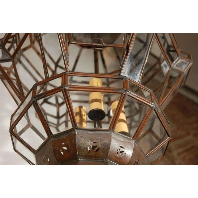 Vintage Moroccan Moorish Diamond-Form Clear Glass Pendant Lantern, 1980s For Sale - Image 10 of 14