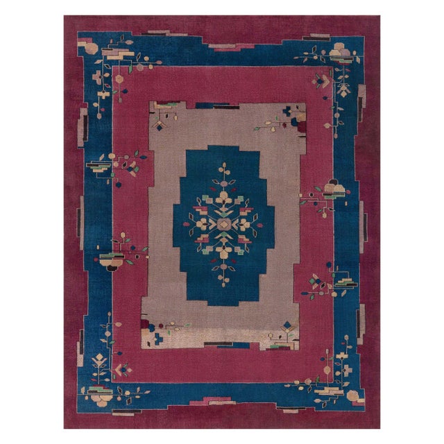Doris Leslie Blau Vintage Chinese Art Deco Rug For Sale