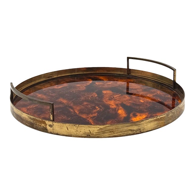 Hollywood Regency Round Tray, Italy 1970s For Sale