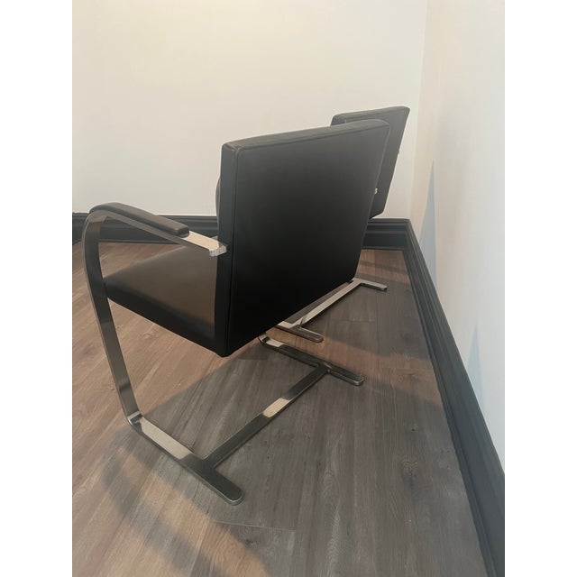 Ludwig Mies van der Rohe 1960s Vintage Black Brno Style Chairs - a Pair For Sale - Image 4 of 5