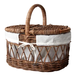 Vintage Wicker Picnic Basket With Lining