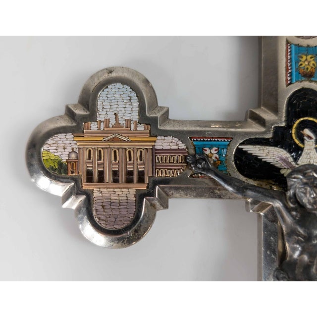 19th Century Italian Micro Mosaic Crucifix House Cross, Vatican Rome For Sale In New York - Image 6 of 17